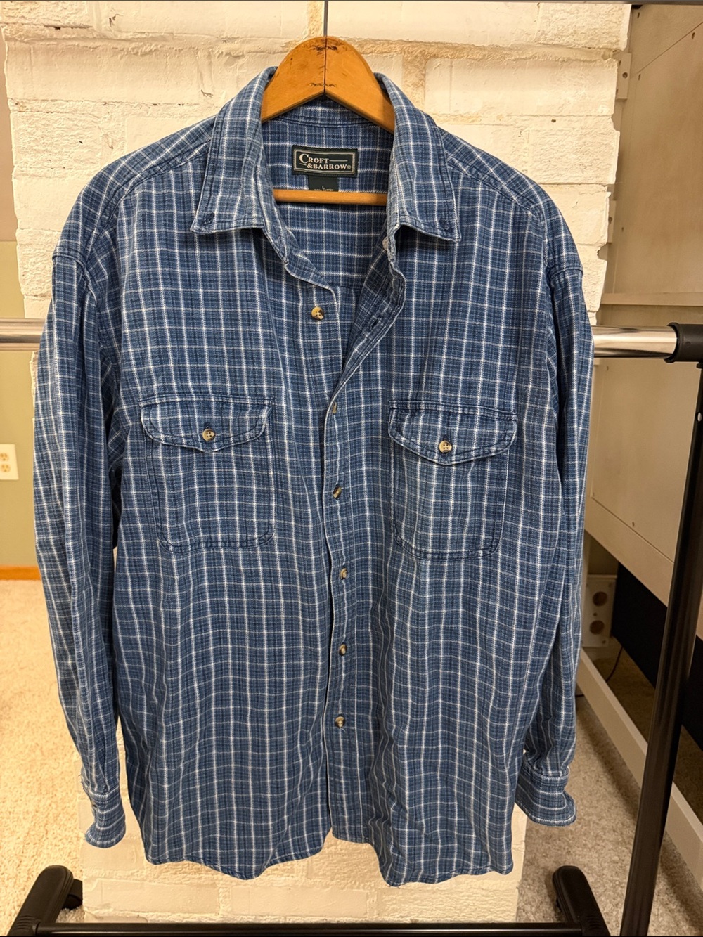 croft & barrow Blue Plaid Casual Button-Down Shirt